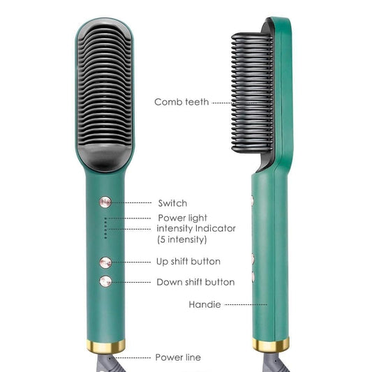 2-in-1 Ceramic Hair Straightening Brush – Fast Heat & Anti-Frizz