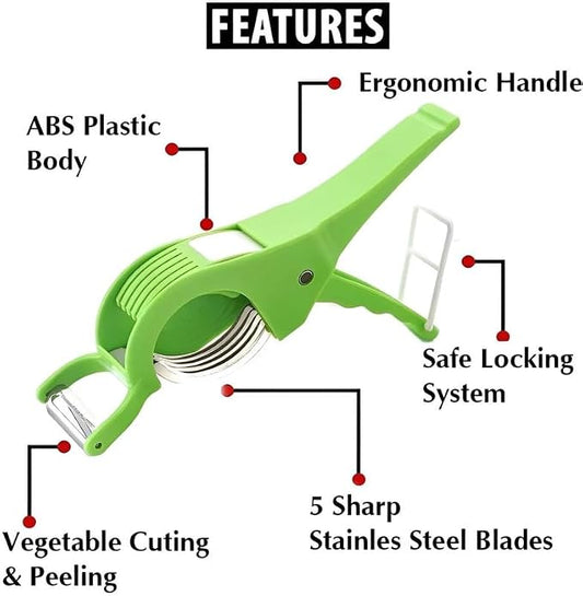 2-in-1 Multi-Blade Vegetable Cutter & Peeler – Quick Kitchen Slicer
