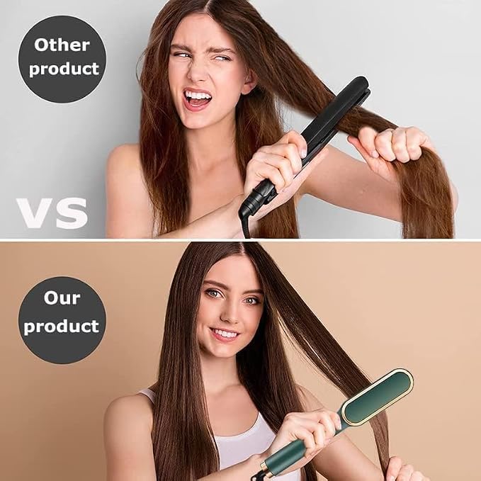 2-in-1 Ceramic Hair Straightening Brush – Fast Heat & Anti-Frizz
