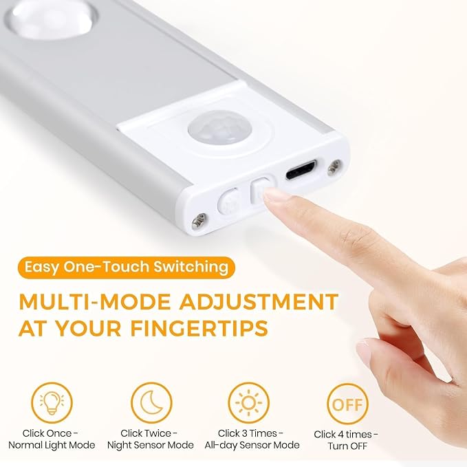 Wireless Motion-Sensor Under-Cabinet LED Light – USB Rechargeable Lamp