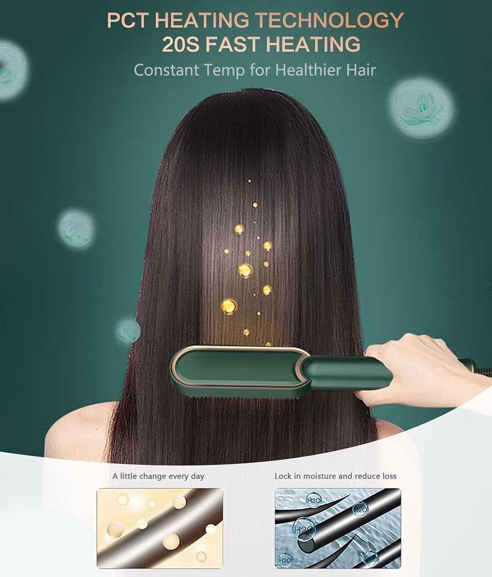 2-in-1 Ceramic Hair Straightening Brush – Fast Heat & Anti-Frizz