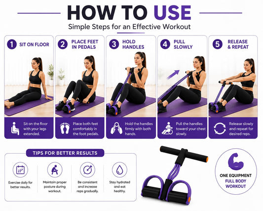4-Tube Elastic Pedal Resistance Band – Full-Body Home Workout