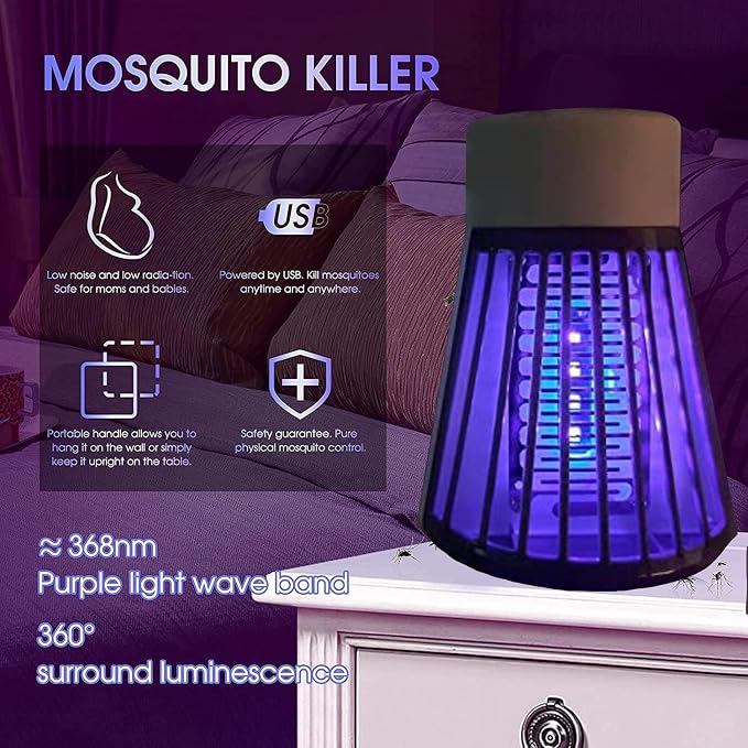 USB Electric Insect & Mosquito Trap Lamp – UV LED Bug Zapper