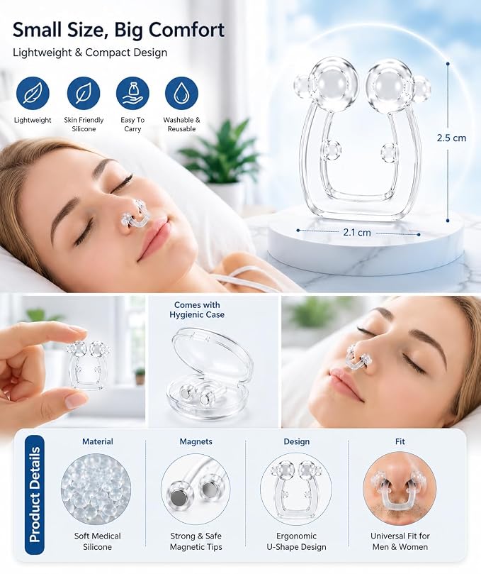 Magnetic Anti-Snoring Nose Clip – Silicone Nasal Dilator