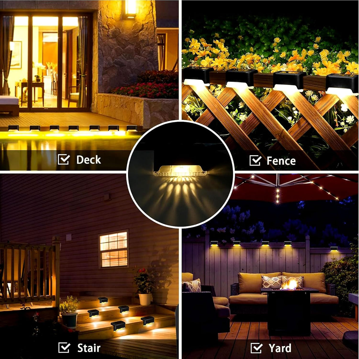 Waterproof Solar Step Lights (Pack of 4) – Dusk-to-Dawn LED Lamps