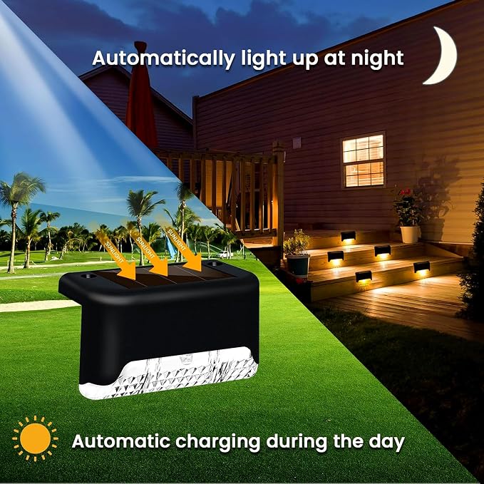 Waterproof Solar Step Lights (Pack of 4) – Dusk-to-Dawn LED Lamps