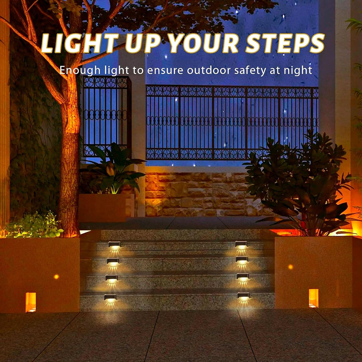 Waterproof Solar Step Lights (Pack of 4) – Dusk-to-Dawn LED Lamps